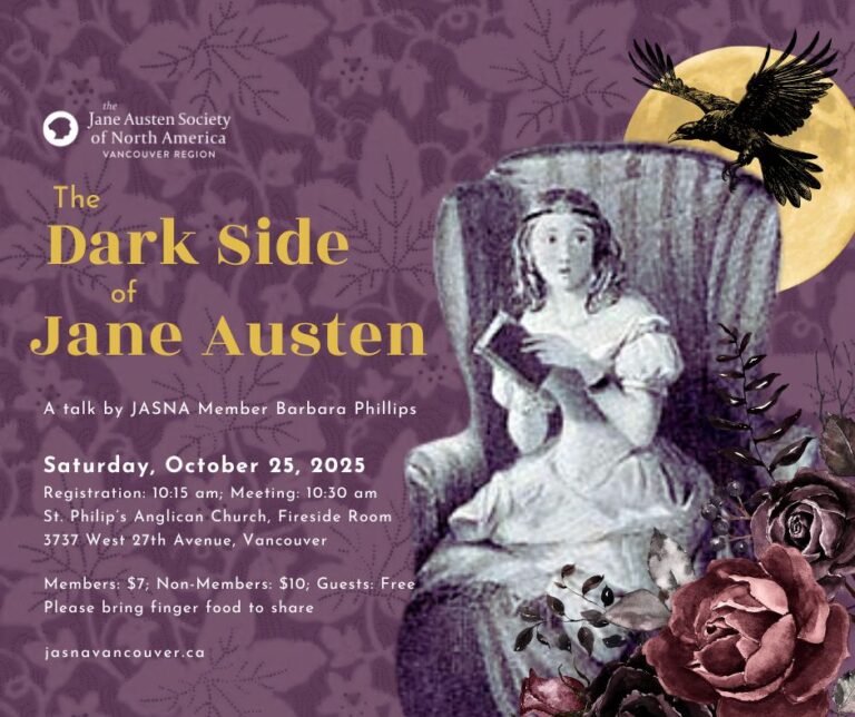 Come learn about the darker side of Jane Austen at our meeting on October 25th.